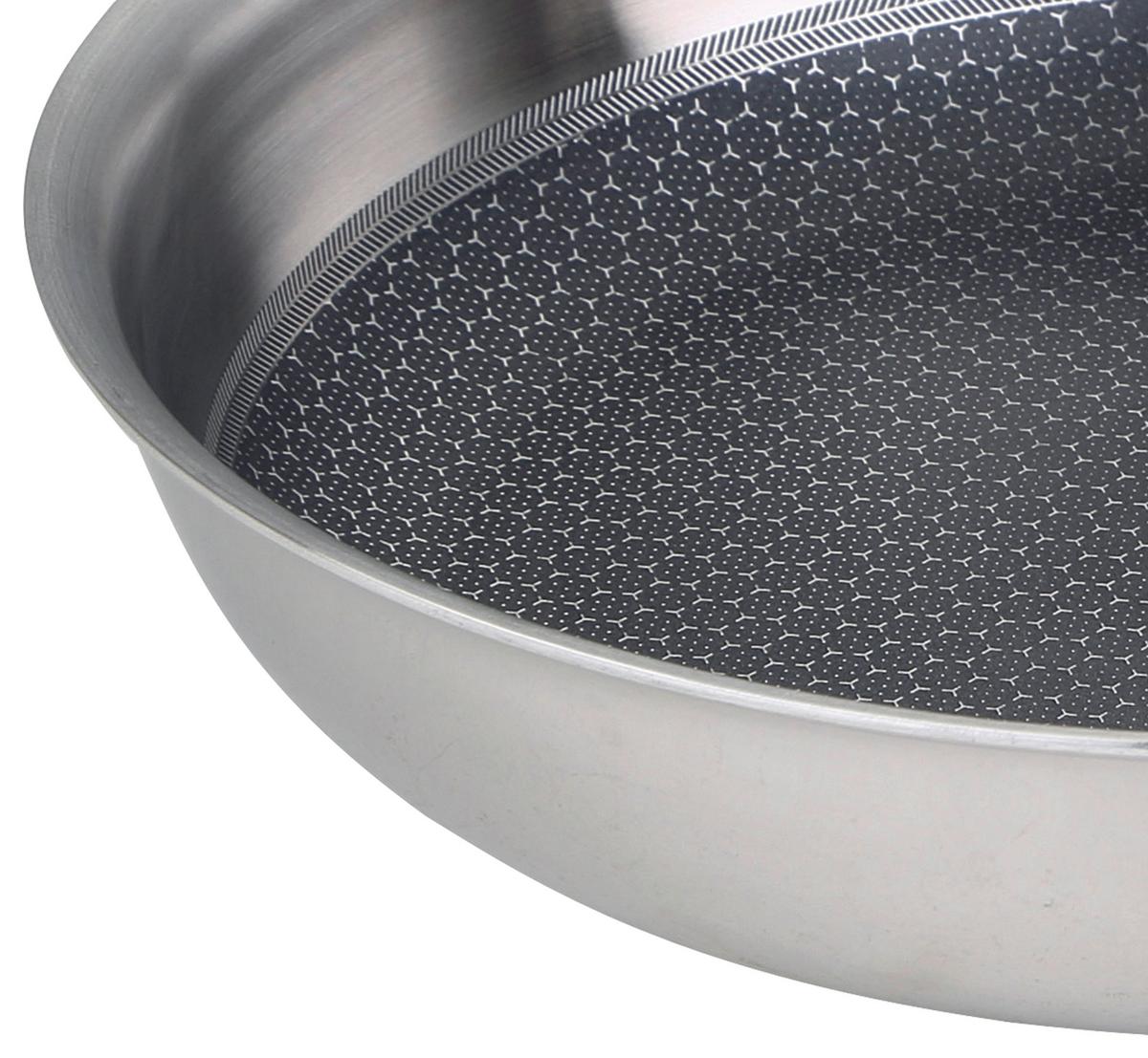 Bratpfanne Hi-Tech 3 D: 20 cm Edelstahl Antihaftbeschichtet - Silberfarben, Basics, Metall (20cm) - Masterpro