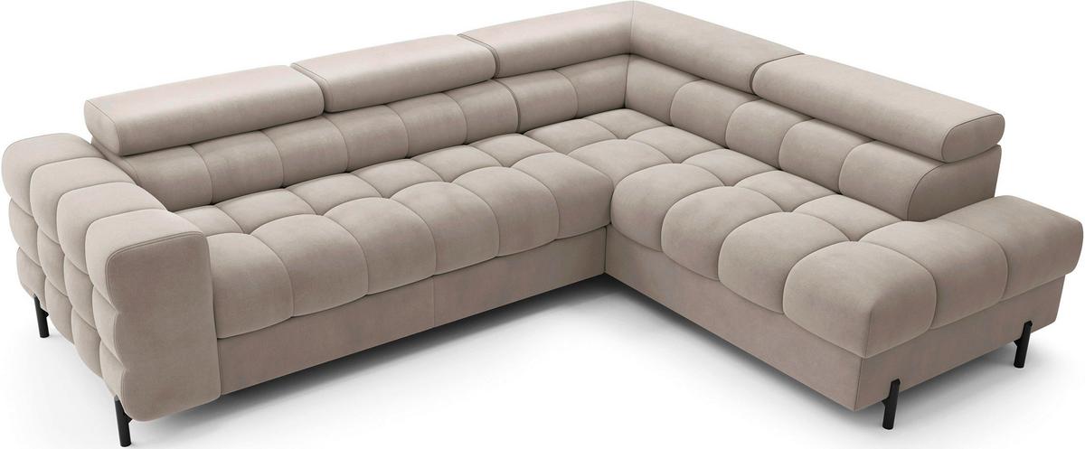 Ecksofa Ferucce Beige S: 276x200 Cm - Beige/Schwarz, Design, Textil (276/200cm) - MID.YOU