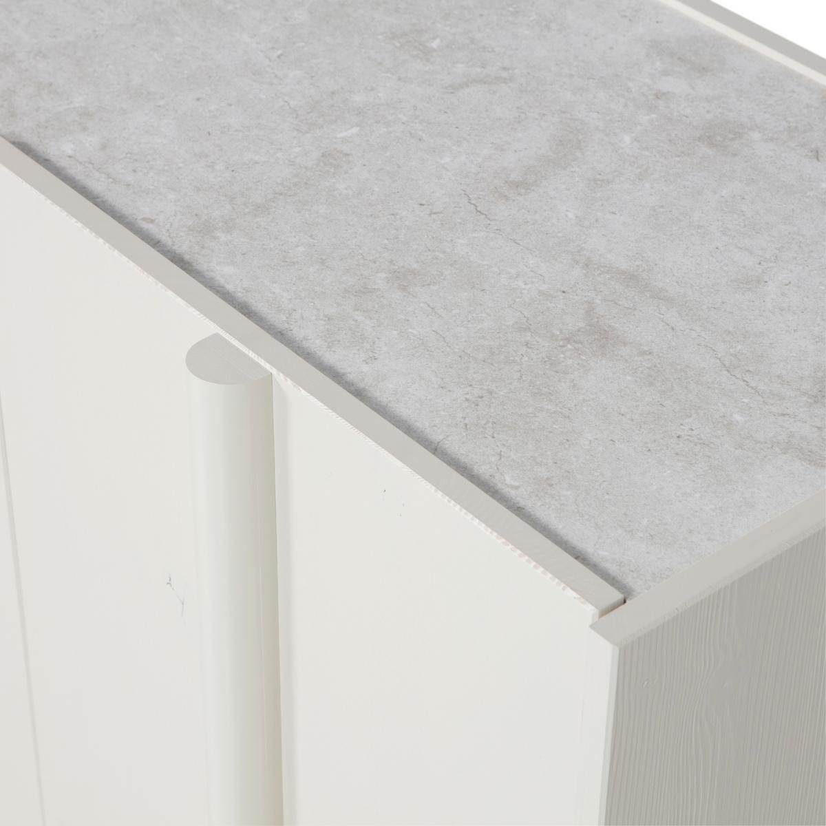 OBERPLATTE Basu Grau B: 197cm - Grau, Design, Kunststoff/Stein (197/1/40cm) - Livetastic