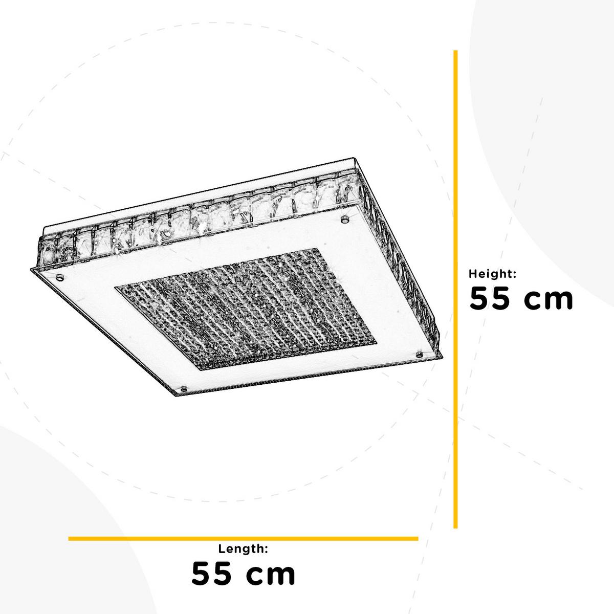 Led-deckenleuchte Plafoniera Klar Chromfarben L: 55 Cm - Klar/Chromfarben, Basics, Glas/Metall (55/55/10cm)