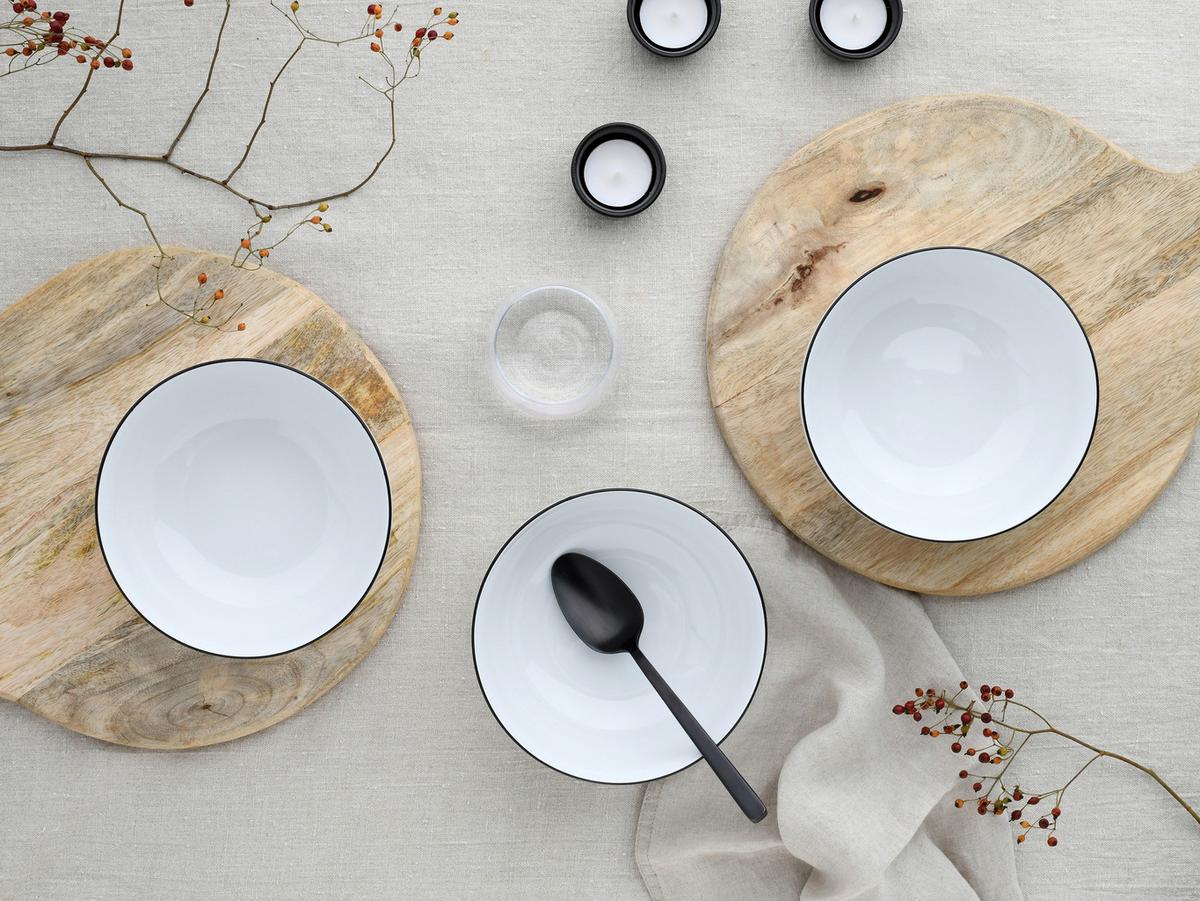 Schüsselset Porzellan Schwarz Weiß - Schwarz/Weiß, Design, Keramik - Creatable