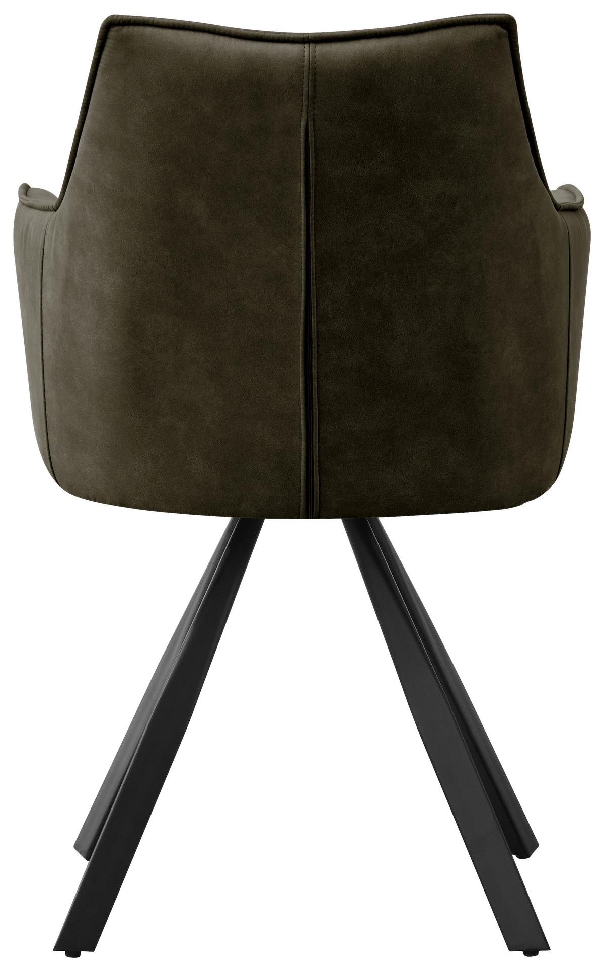 Armlehnstuhl Luna drehbar grün, B: 57cm - Schwarz/Grün, MODERN, Holz/Textil (57/90/62cm)
