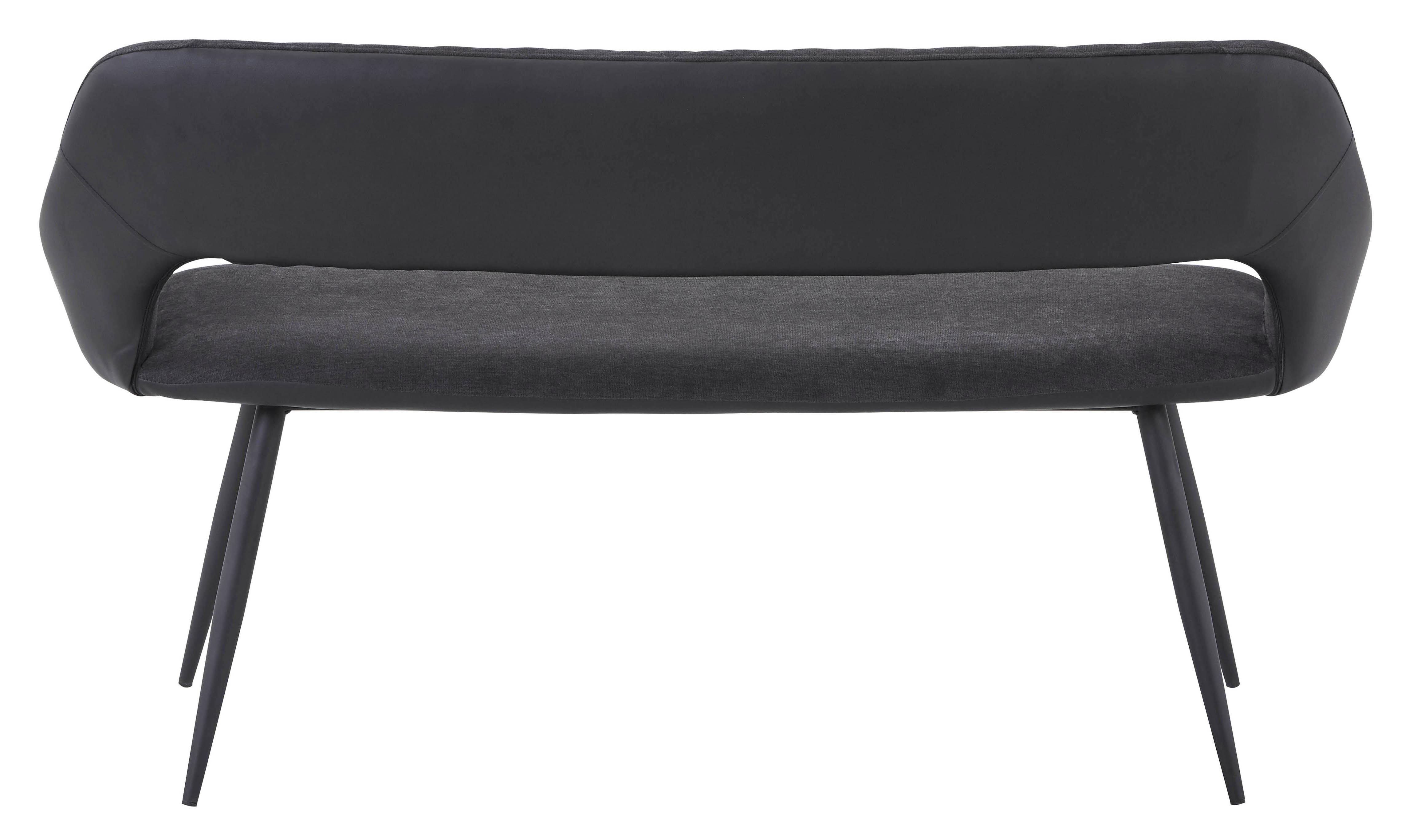 Sitzbank mit Lehne Gepolstert Anthrazit Porto B: 140 cm - Anthrazit/Schwarz, MODERN, Textil/Metall (140/80/62cm) - MID.YOU