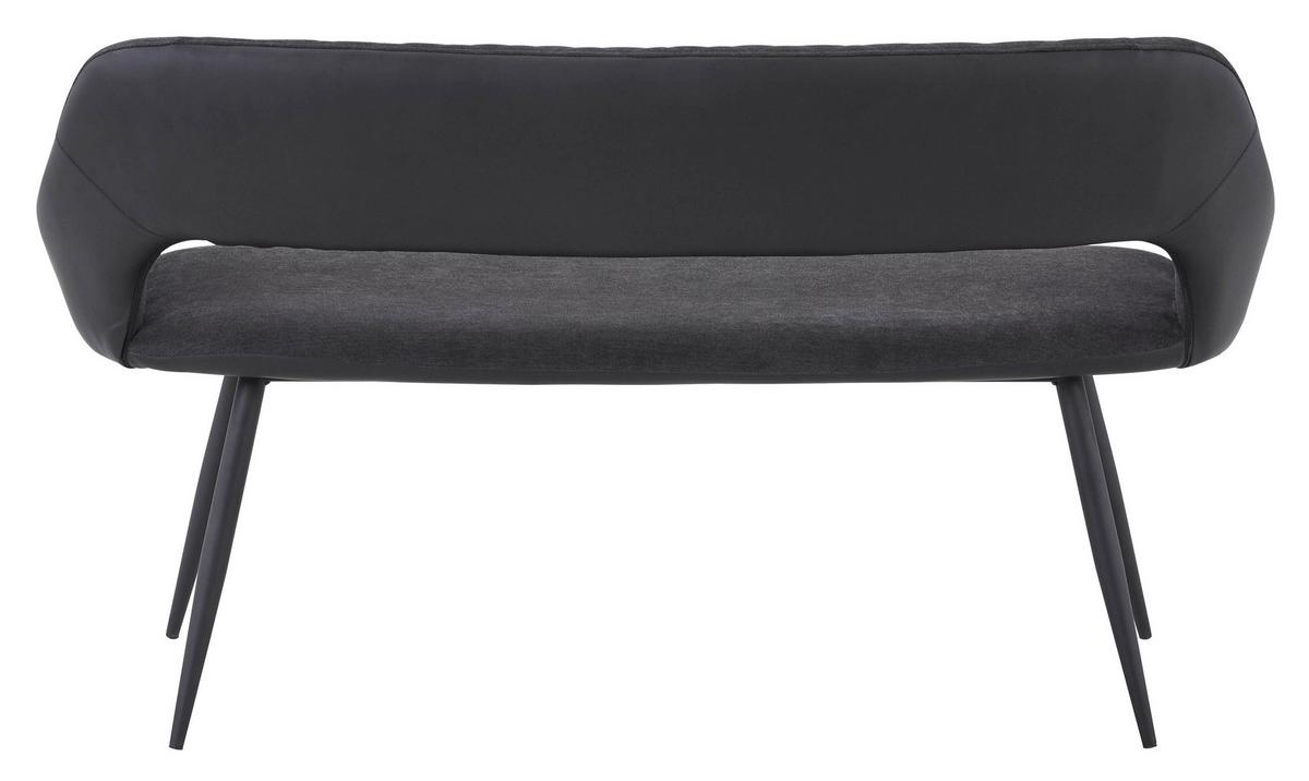 Sitzbank mit Lehne Gepolstert Anthrazit Porto B: 140 cm - Anthrazit/Schwarz, MODERN, Textil/Metall (140l) - MID.YOU