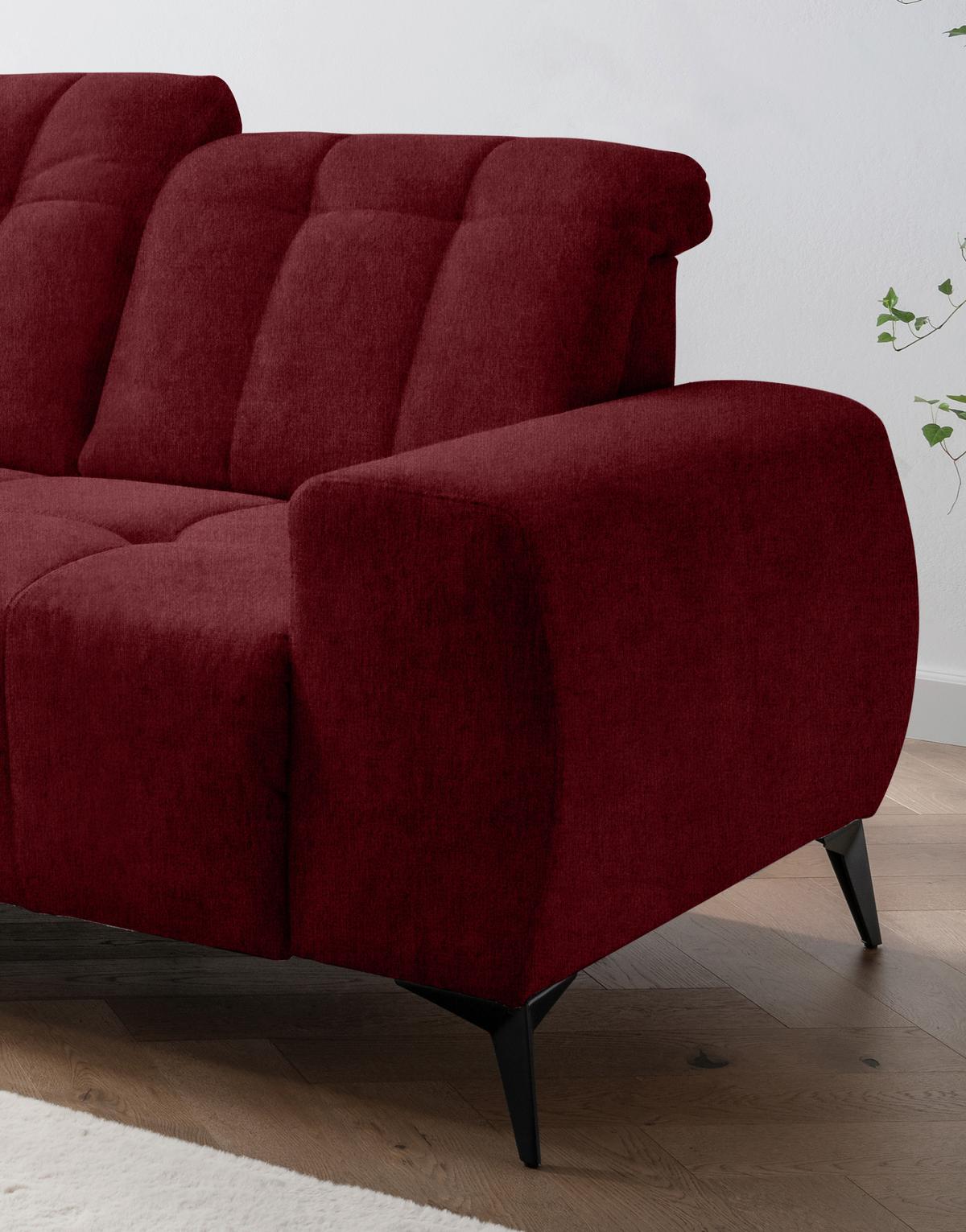 Ecksofa mit USB Anschluss Sano, Bordeaux, S: 200x261 cm - Bordeaux/Schwarz, MODERN, Textil (200/261cm) - Livetastic