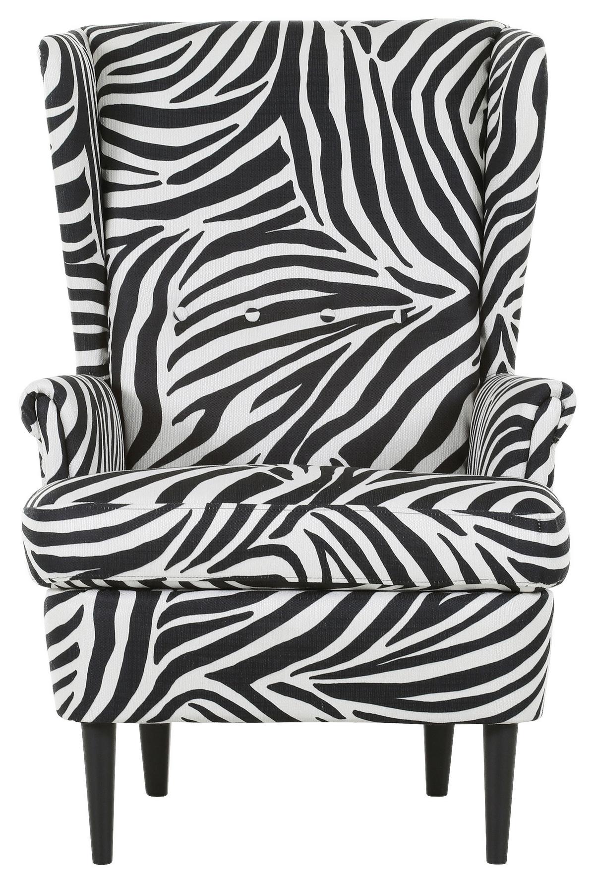 Ohrensessel Versailles Schwarz/Weiß B: 72 cm - Dunkelbraun/Schwarz, Design, Textil (72/104/85cm) - MID.YOU