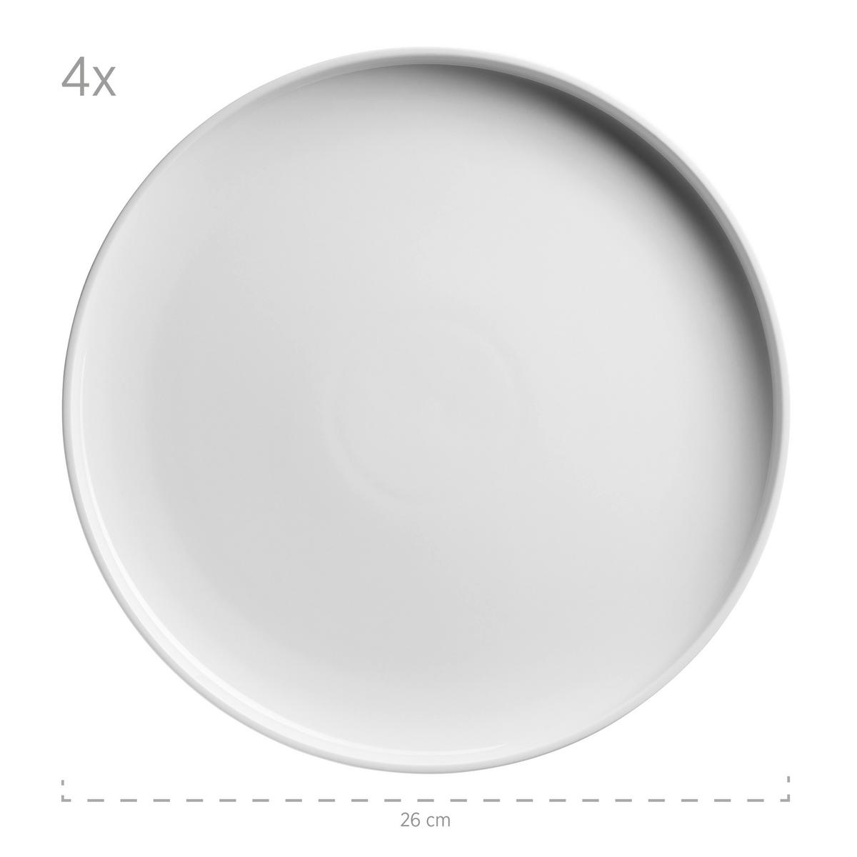 Tellerset Vada Weiß 12-Teilig Rund - Weiß, Basics, Keramik - Mäser