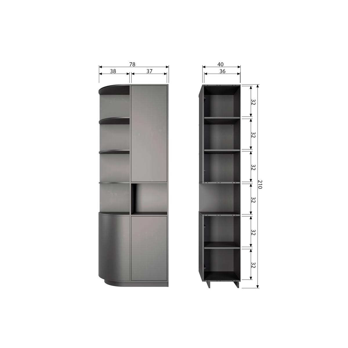 Mehrzweckschrank Finca Schwarz B: 78 Cm - Schwarz, Design, Holz (78/210/40cm) - Livetastic