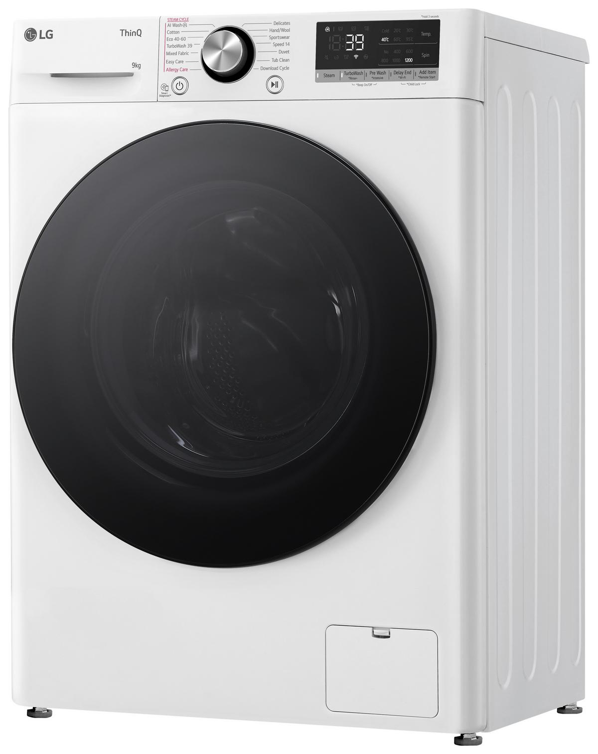 Waschmaschine LG F2v7slim9 9 kg 1160 U/Min ThinQ - Weiß, Basics, Glas/Kunststoff (60/85/47,5cm) - LG