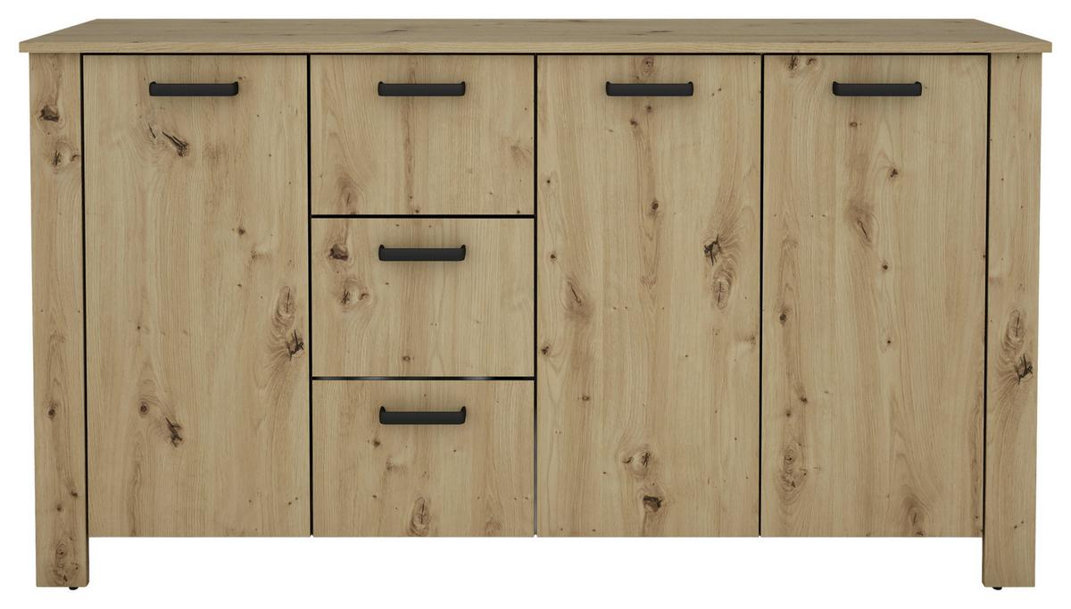 Sideboard Faro Eiche Artisan B: 160 cm - Schwarz/Eiche Artisan, Design, Holzwerkstoff (160/84/40cm) - MID.YOU