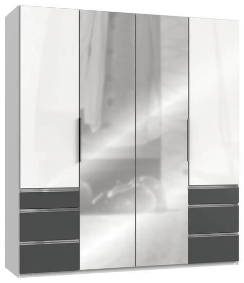Drehtürenschrank Level 36d Weiß/Graphit B:200cm - Weiß Hochglanz/Graphitfarben, MODERN, Holzwerkstoff (200/216/58cm) - MID.YOU