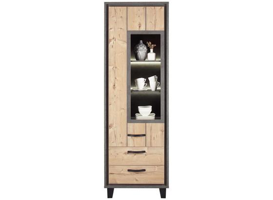 Vitrína Azara - farby smreku/tmavosivá, Štýlový, umelá hmota/kov (67/206/42cm) - Modern Living Vitrína Azara - farby smreku/tmavosivá, Štýlový, umelá hmota/kov (67/206/42cm) - Modern Living