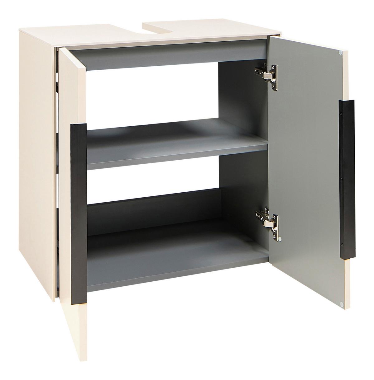 Waschbeckenunterschrank Vaduz Kashmir, B: 60cm - Kaschmir/Schwarz, Trend, Holzwerkstoff (60/60/33cm)