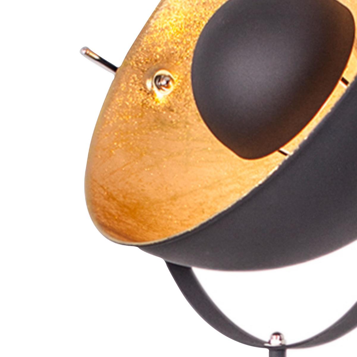 Stehlampe Captain Mini Schwarz/Goldfarben Dreibeinig - Goldfarben/Schwarz, LIFESTYLE, Metall (38,5/145cm) - By Rydéns