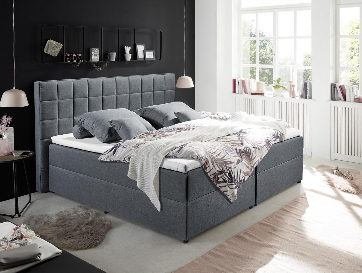 Boxspring postel ALASKA 180x200 cm antracit - antracitová, Basics, kompozitní dřevo/textil (180/200cm) - MID.YOU