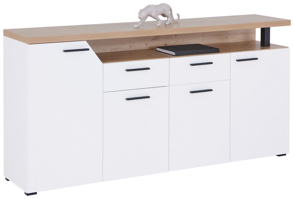 KOMODA NICO - bílá/černá, Moderní, kompozitní dřevo/plast (180,5/91,6/40cm)