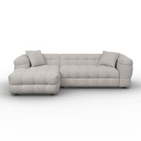 Sedací souprava MAGDA, oboustranná, šedobéžové buklé - černá/šedobéžová, Moderní, dřevo/textil (268/71/157cm) - Bessagi Home