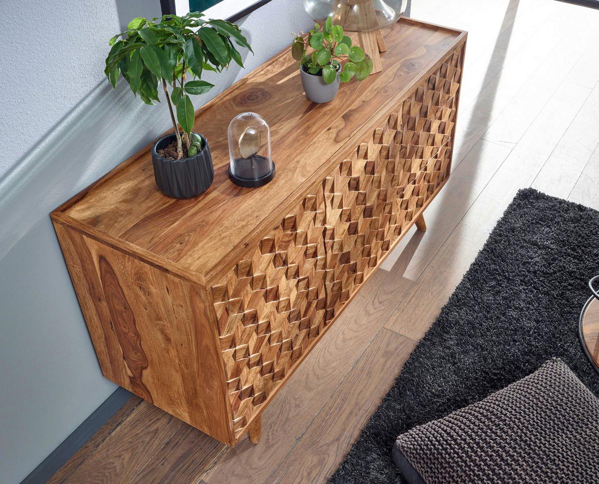 Sideboard 138 cm Sheesham, Sheeshamfarben - Sheeshamfarben, Design, Holz (138/76/45cm) - MID.YOU