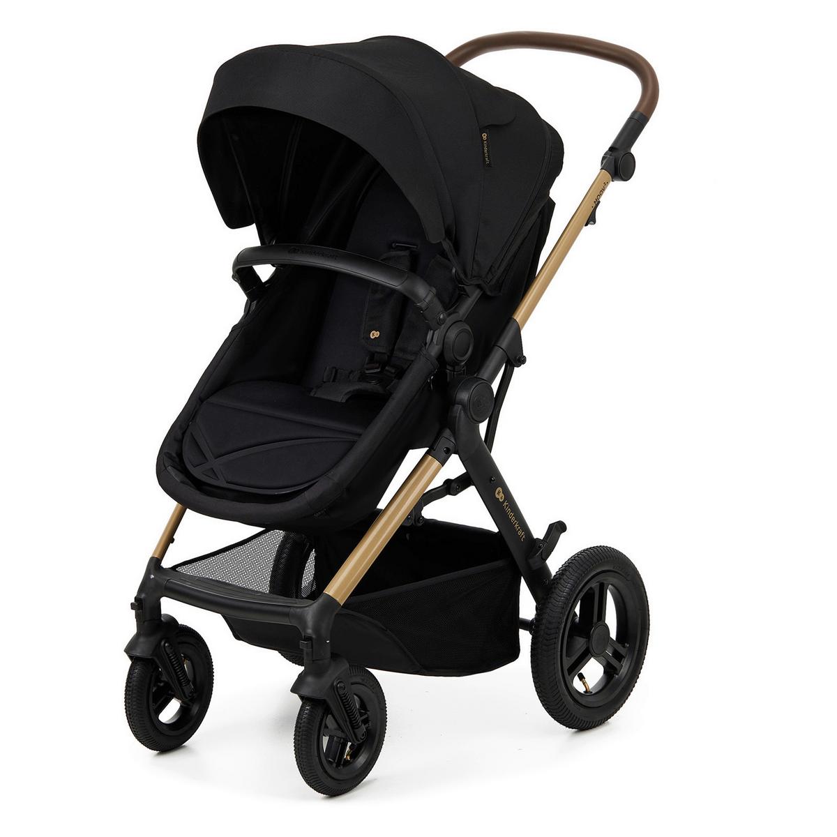 Kinderwagenset schwarz/gold 7tlg. - Goldfarben/Schwarz, Basics, Textil/Metall (86,5/60/106cm) - Kinderkraft