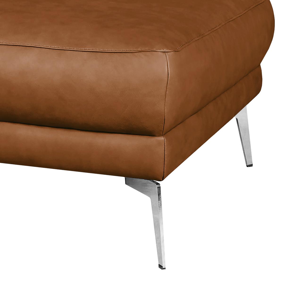 Hocker Spring Cognac Chrom, B: 96 cm - Chromfarben/Cognac, Design, Leder (96/45/80cm) - Livetastic