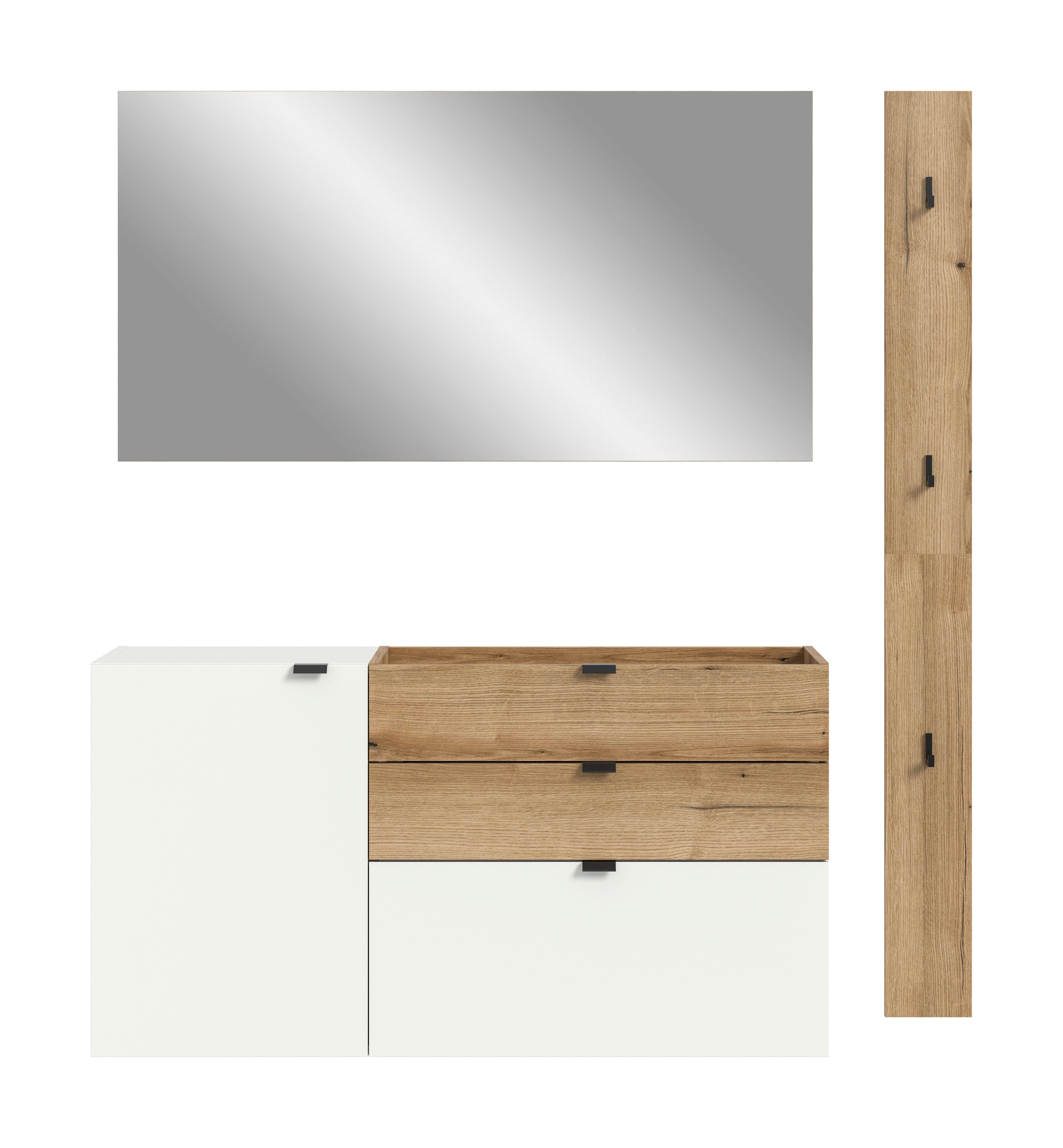 Garderobe Naro Weiß /Eiche dunkel Dekor B: 158cm - Eiche dunkel/Weiß, Design, Holzwerkstoff (158/194/37cm) - Livetastic