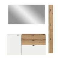 Garderobe Naro Weiß /Eiche dunkel Dekor B: 158cm - Eiche dunkel/Weiß, Design, Holzwerkstoff (158/194/37cm) - Livetastic