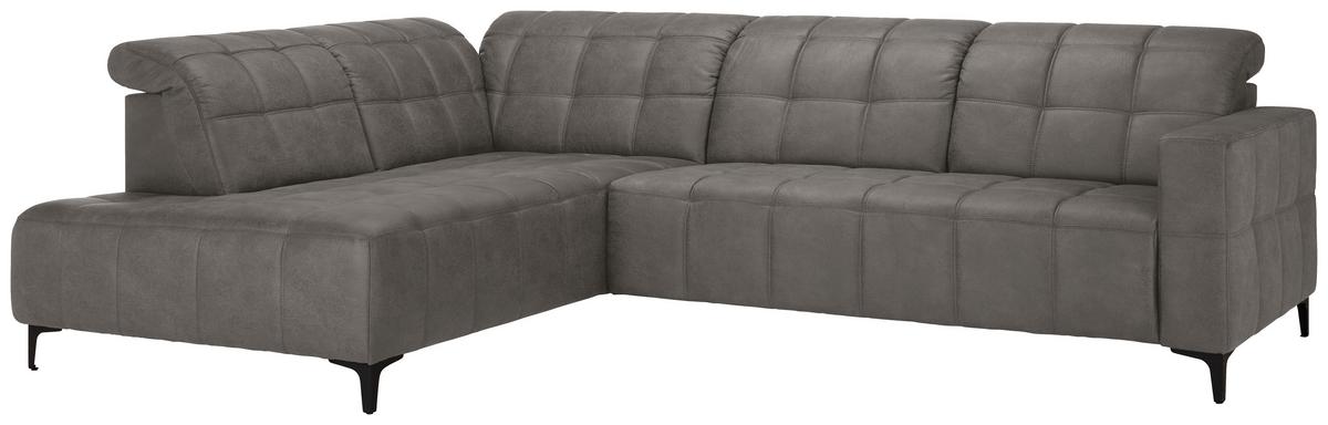 Rohová sedačka PANAMA, ľavá, sivobéžová - čierna/sivobéžová, Konventionell, kov/textil (216/89-102/304cm) - Premium Living