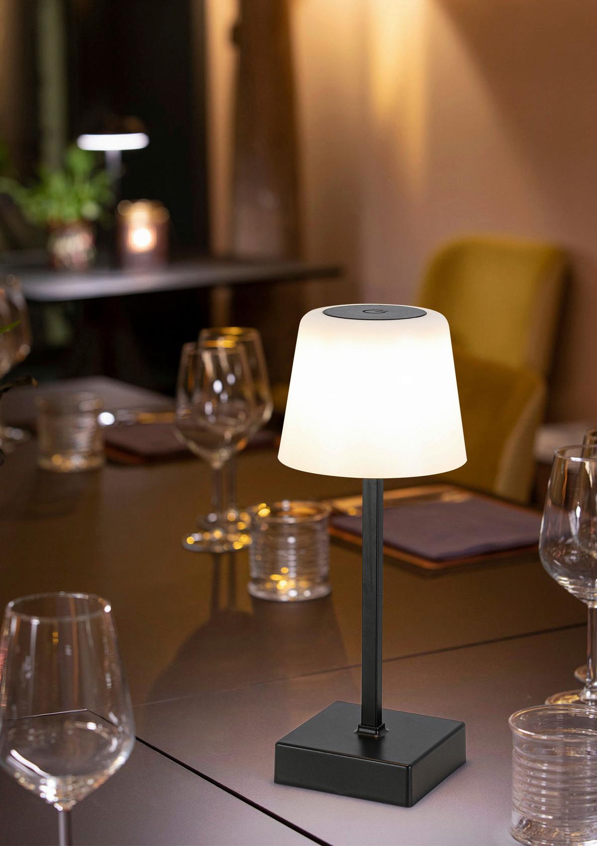 NABÍJATEĽNÁ STOLNÁ LAMPA EMO - čierna/biela, Modern, kov/plast (10,5/25cm) - Mömax