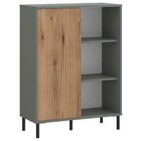 Kommode Pozzi Graugrün/Eichefarben B: 75 cm - Eichefarben/Schwarz, Trend, Holzwerkstoff (75/105,2/40cm)