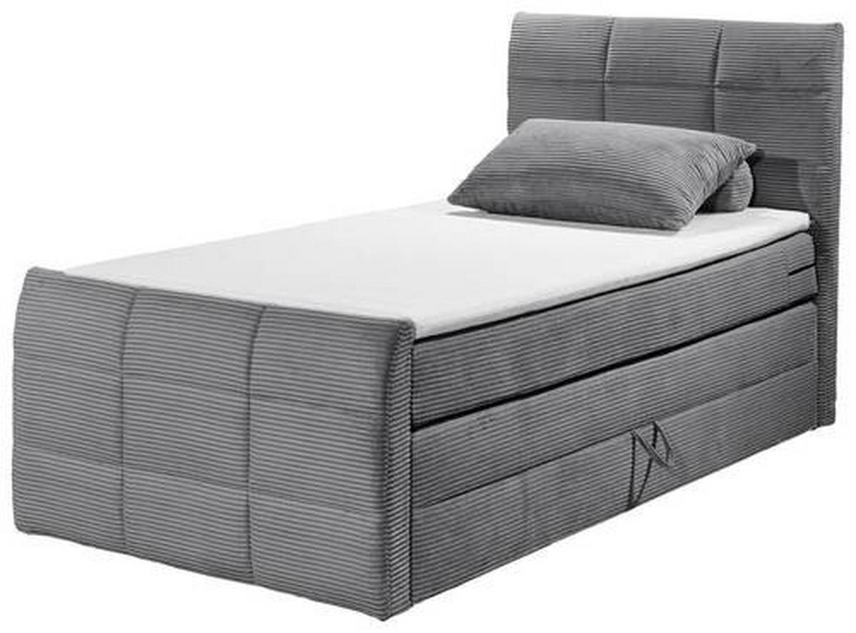 Boxspringbett Mit Topper & Bettkasten 120x200 Bolivia - Dunkelgrau/Schwarz, MODERN, Holzwerkstoff/Textil (120/200cm) - MID.YOU