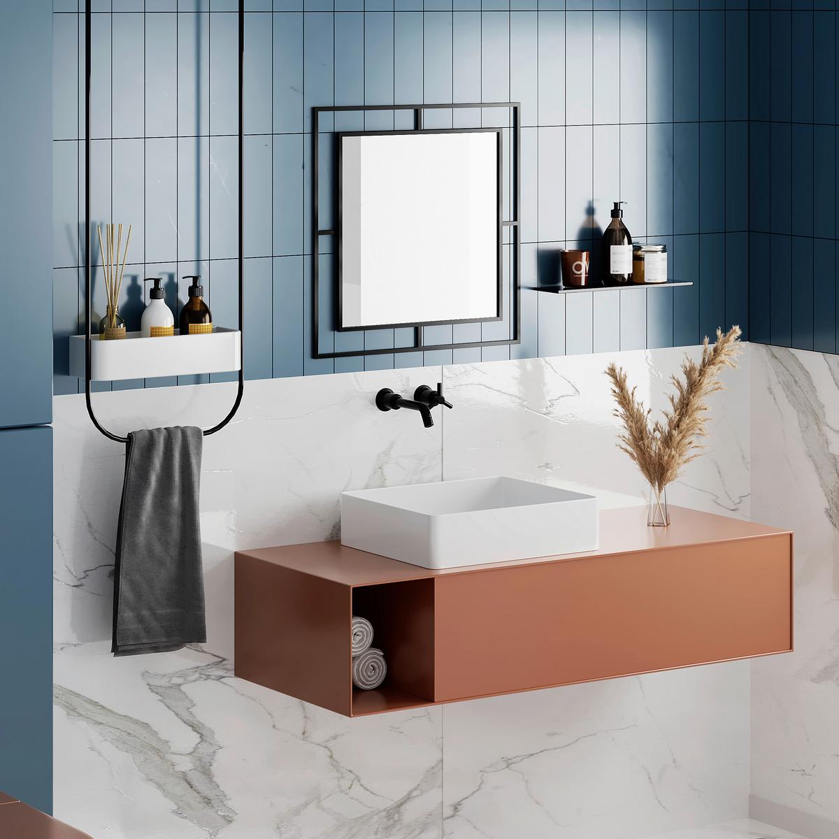 Wandspiegel Corner Mirror Schwarz B: 58 cm - Schwarz, Design, Metall (58/58/2cm) - Livetastic