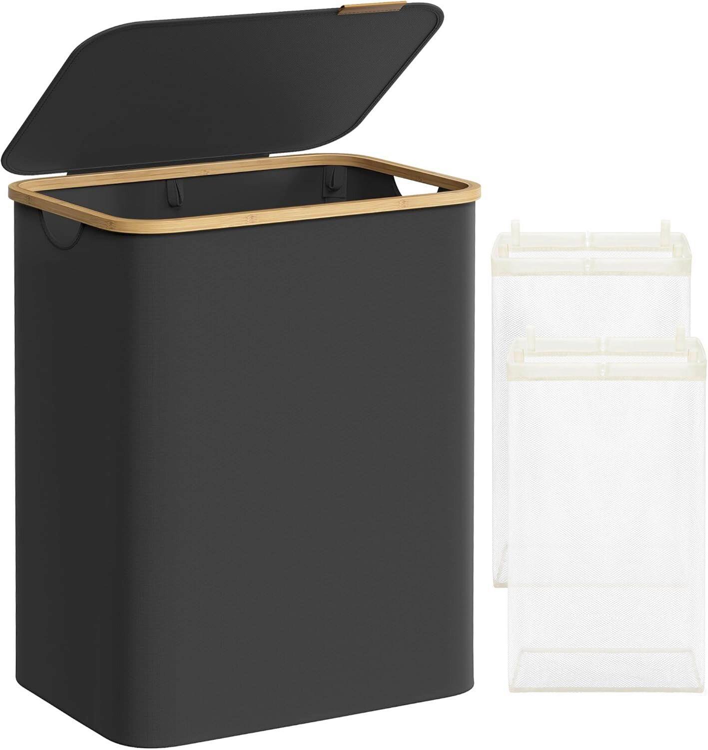 Wäschekorb Schwarz B: 52 cm - Schwarz, Basics, Naturmaterialien/Textil (52/70.5/38.5cm)