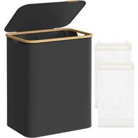 Wäschekorb Schwarz B: 52 cm - Schwarz, Basics, Naturmaterialien/Textil (52/70.5/38.5cm)