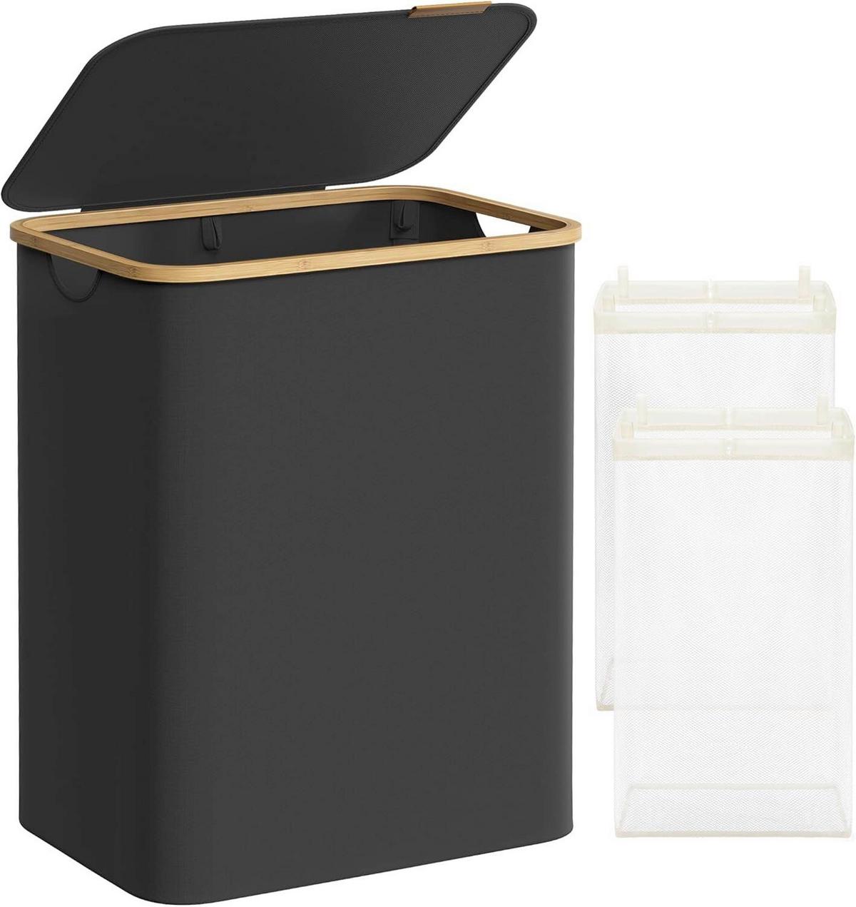 Wäschekorb Schwarz B: 52 cm - Schwarz, Basics, Naturmaterialien/Textil (52/70.5/38.5cm)