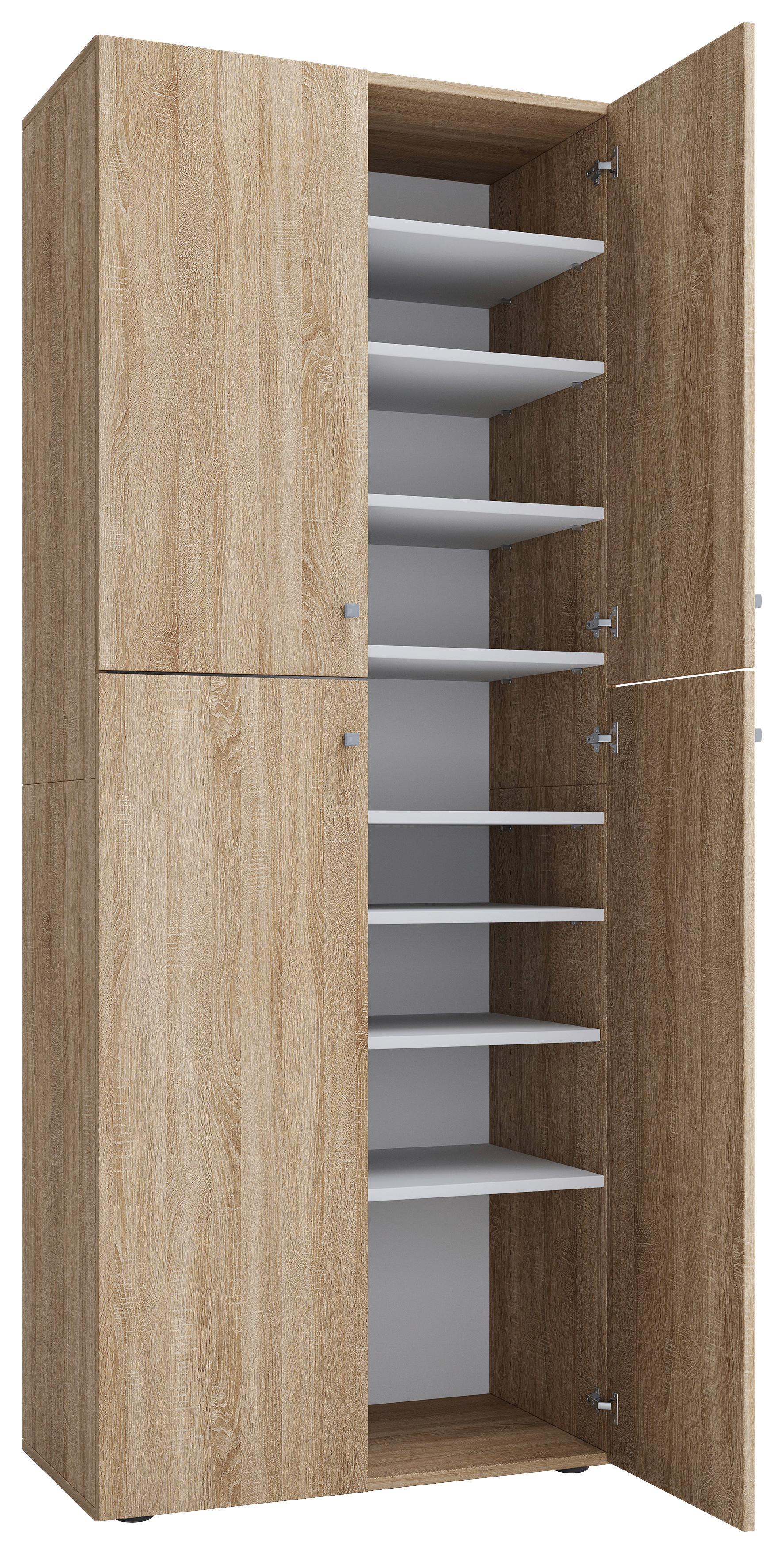 Skrinka na topánky LONA XXL š: 70cm dub sonoma - čierna/farba duba, Konventionell, kompozitné drevo/plast (70/182/37cm) - MID.YOU