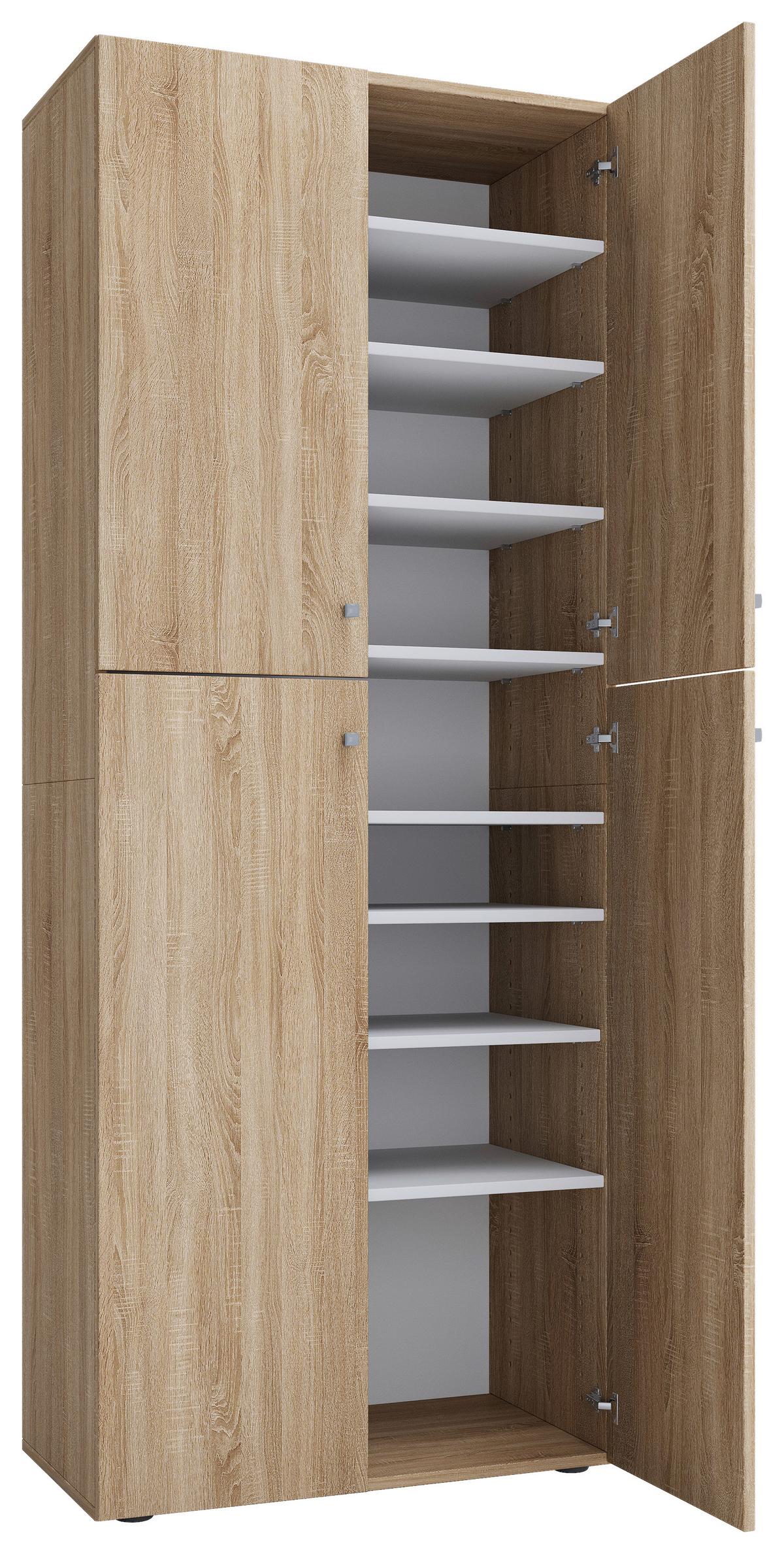 Skřín na boty LONA XXL š: 70cm dub sonoma - černá/barvy dubu, Konvenční, kompozitní dřevo/plast (70/182/37cm) - MID.YOU
