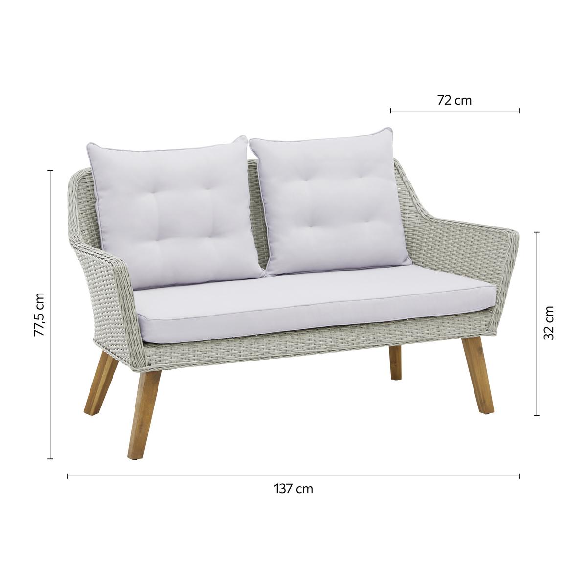TERASOVÁ SEDACÍ SOUPRAVA BRÜSSEL - šedá/přírodní barvy, Moderní, dřevo/textil - Zandiara