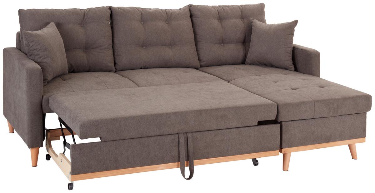 Rozkládací sedací souprava KRING šedá oboustranní montáž - šedá, Basics, textil (212/72/150cm) - MID.YOU