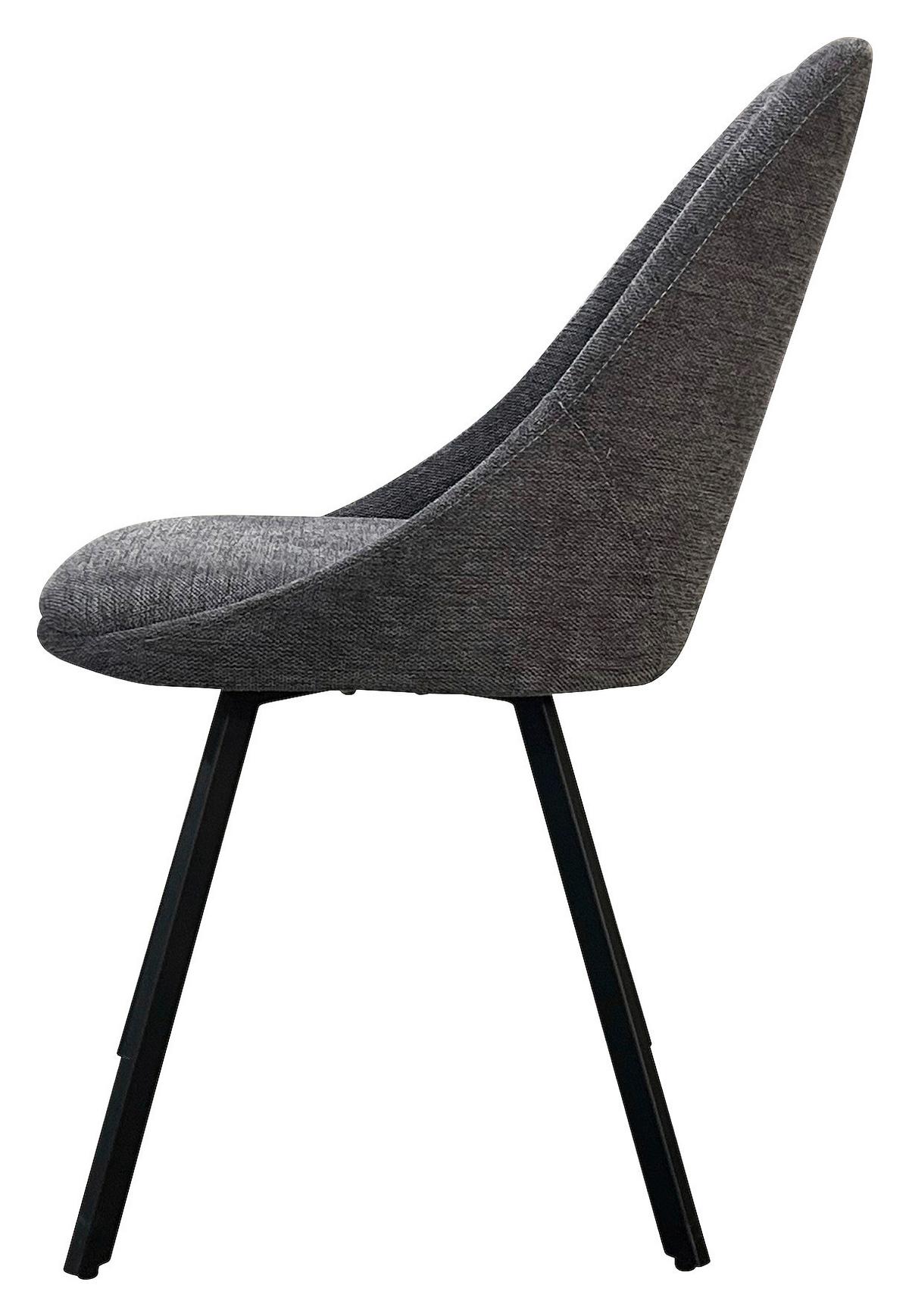 Esszimmerstuhl Jasper Anthrazit, Schwarz 2er Set - Anthrazit/Schwarz, Design, Textil/Metall (55/83/59cm) - MID.YOU
