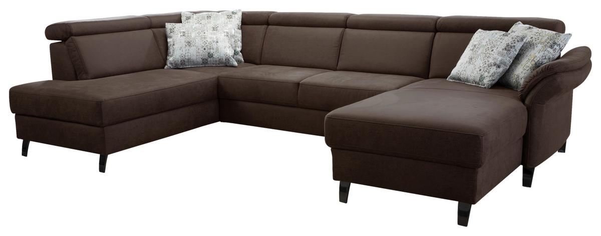 Wohnlandschaft Arngast links cognac, 193x317x165 cm - Cognac/Schwarz, KONVENTIONELL, Textil (193/317/165cm) - Sit & More