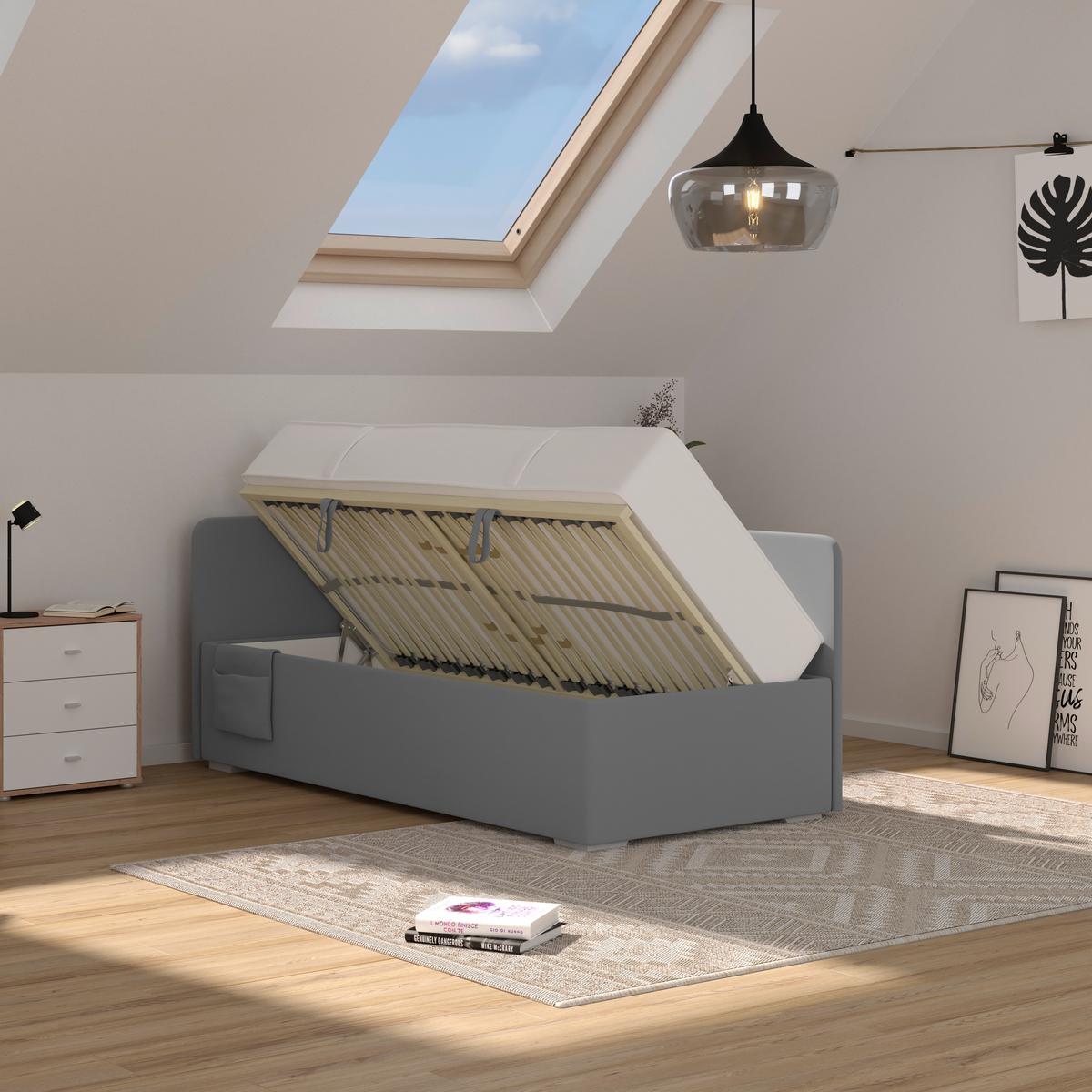Kárpitozott Ágy Remi 90/200cm - antracit, Modern, textil/fa (90/200cm)