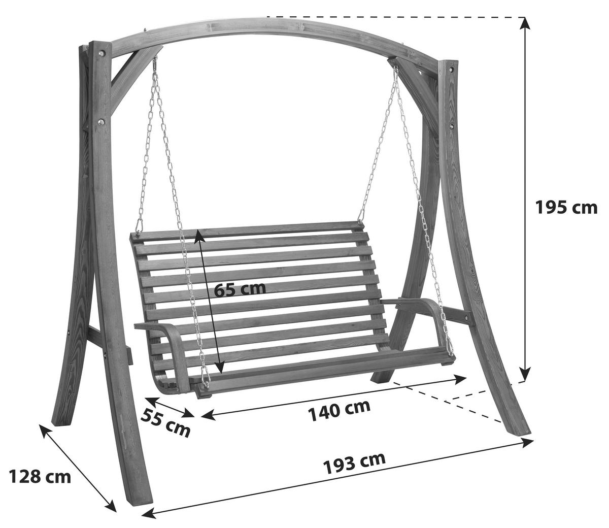 Hollywoodschaukel Medina 2-Sitzer - Lärchefarben, MODERN, Holz/Metall (193/195/128cm) - Ondega