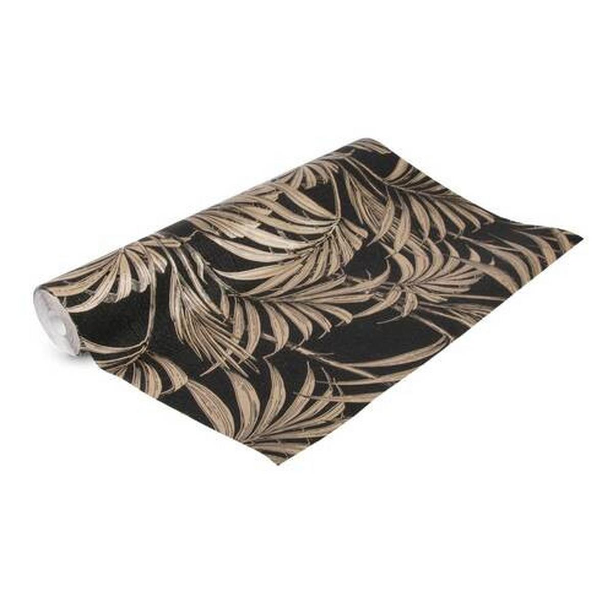 Vliestapete Blätter Schwarz/goldfarben B: 52 Cm - Goldfarben/Schwarz, Basics, Papier/Kunststoff (52/1000cm)