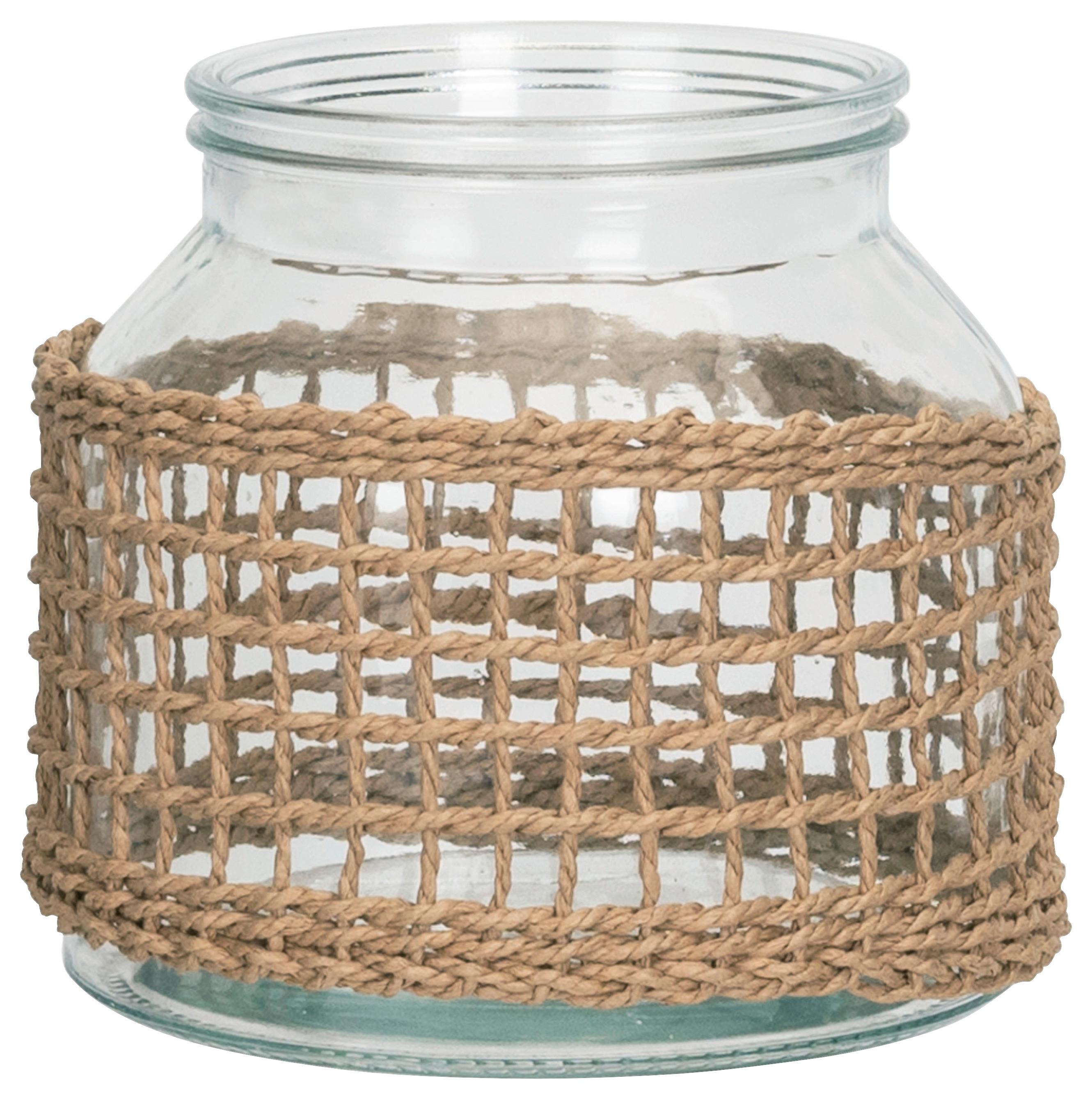 Váza Weave, Výška: 16cm - prírodné farby/číre, papier/sklo (15/16cm) - Modern Living