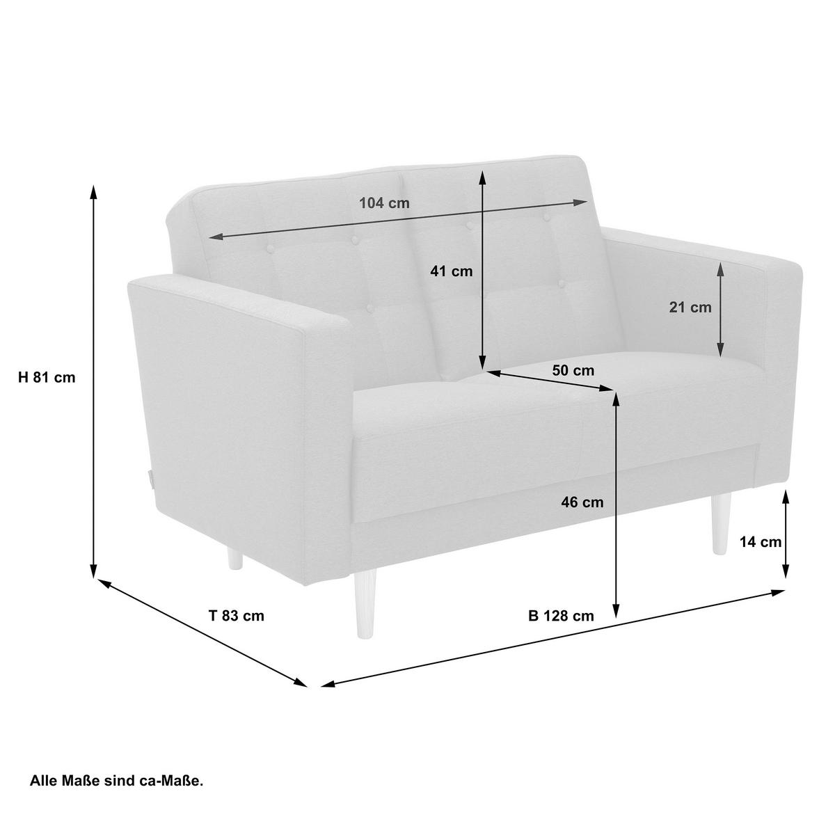 2-Sitzer-Sofa + Schlaffunktion Jasmin mit Armlehnen Hellgrau - Eschefarben/Hellgrau, MODERN, Textil (128/81/83cm) - Max Winzer