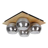 Deckenleuchte Kautschukholz - Schwarz/Naturfarben, Design, Glas/Holz (36/15cm) - Näve