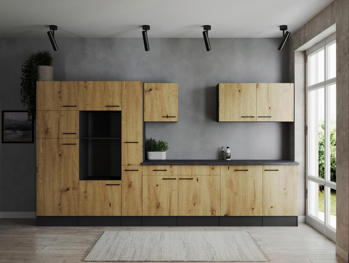 Küchenleerblock Oliver Artisan Dekor B: 370 cm - Eiche Artisan/Grau, Design, Holzwerkstoff (370cm) - Respekta