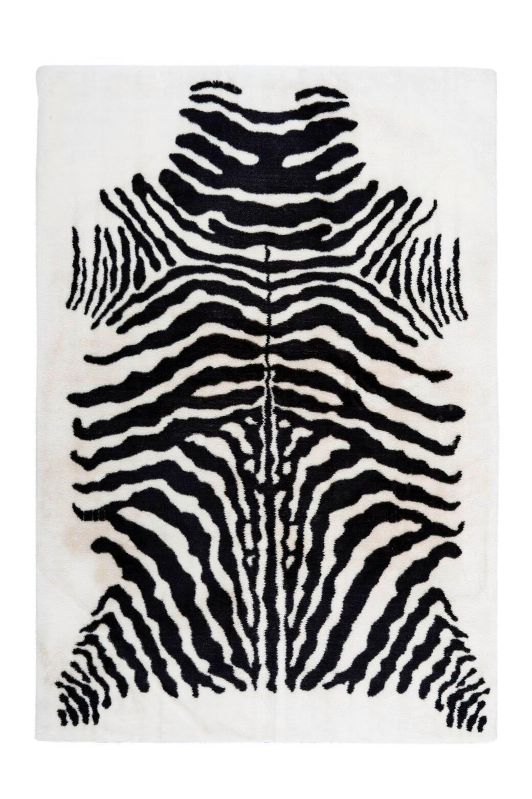 Hochflorteppich Rabbit Animal Schwarz/Weiß, 120x160 cm - Schwarz/Weiß, KONVENTIONELL, Textil (120/160cm) - Kayoom