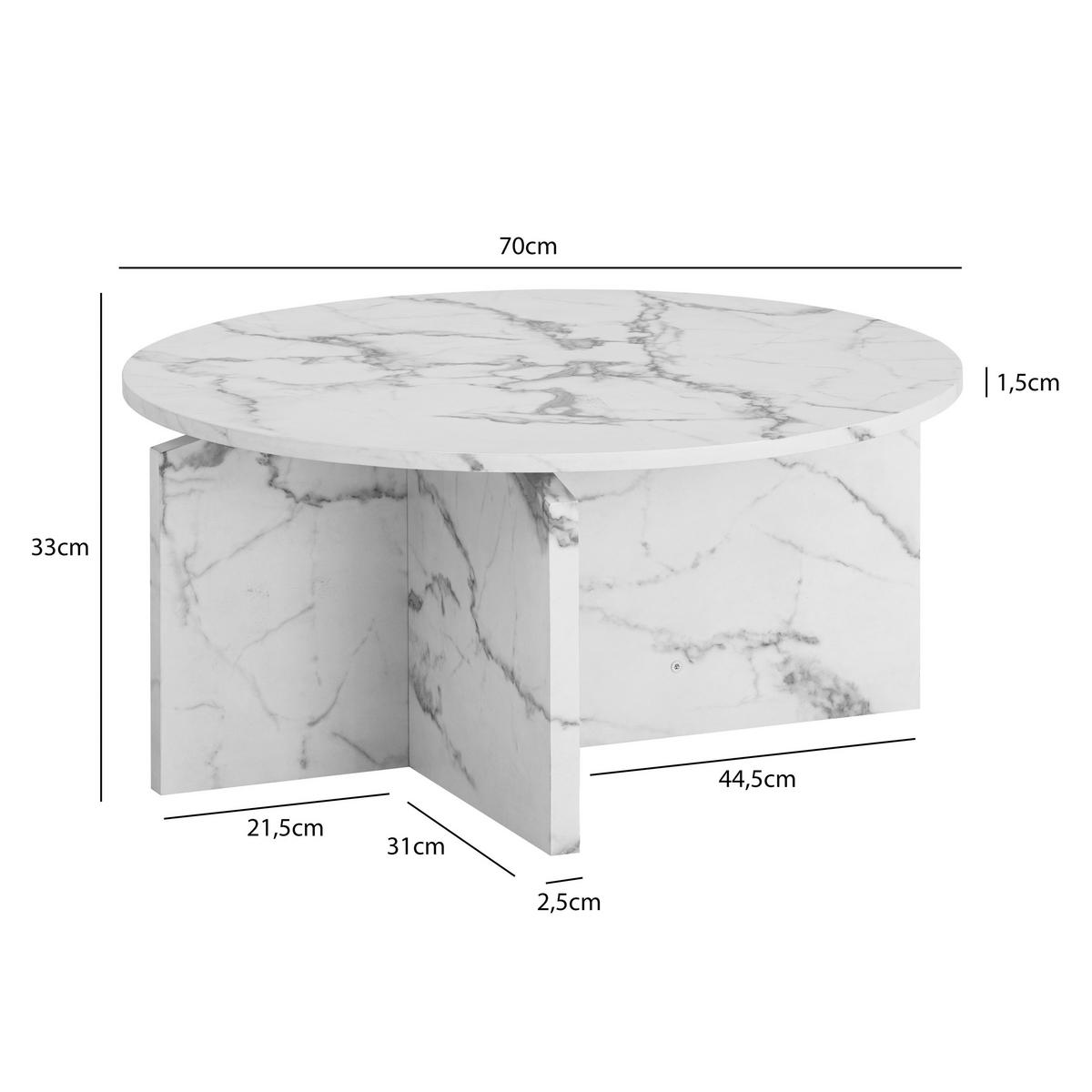 Couchtisch Weiß L: 70 Cm - Weiß, Design, Holzwerkstoff (70/70/33cm) - Livetastic