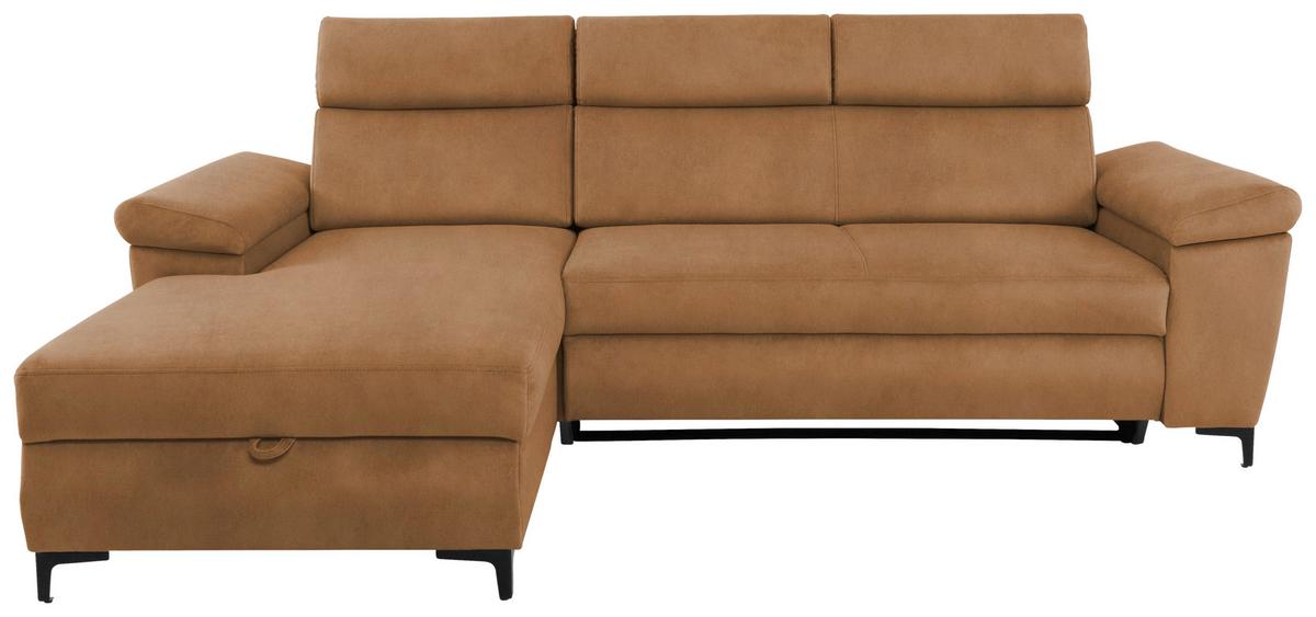 Eckschlafsofa Santi Bernsteinfarben S: 176/258 cm - Bernsteinfarben/Schwarz, MODERN, Textil (176/258cm) - MID.YOU